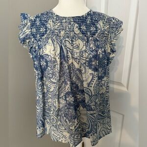 Bloomingdale’s Aqua Blue Paisley Top